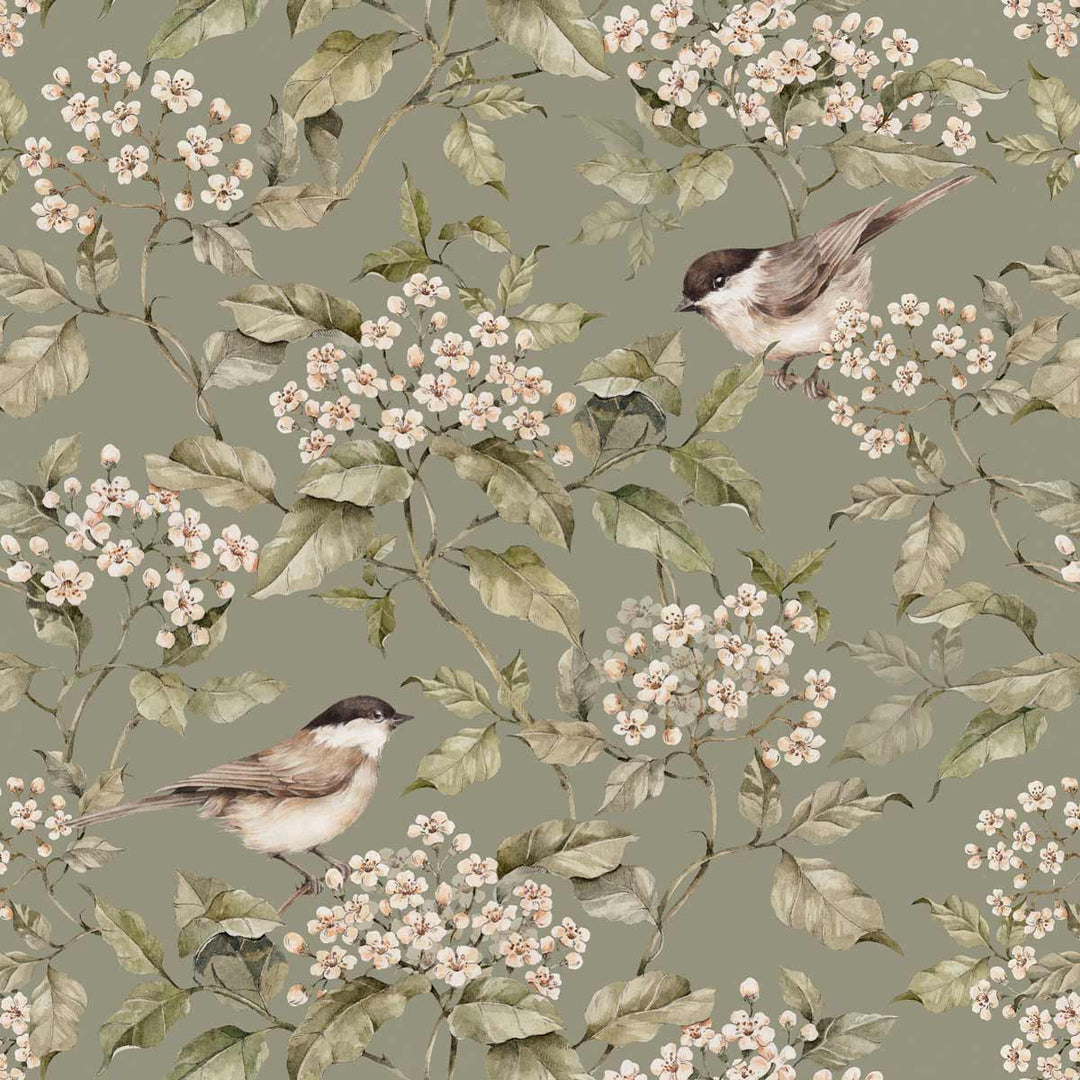 Dekornik Birds & Green Spring Wallpaper
