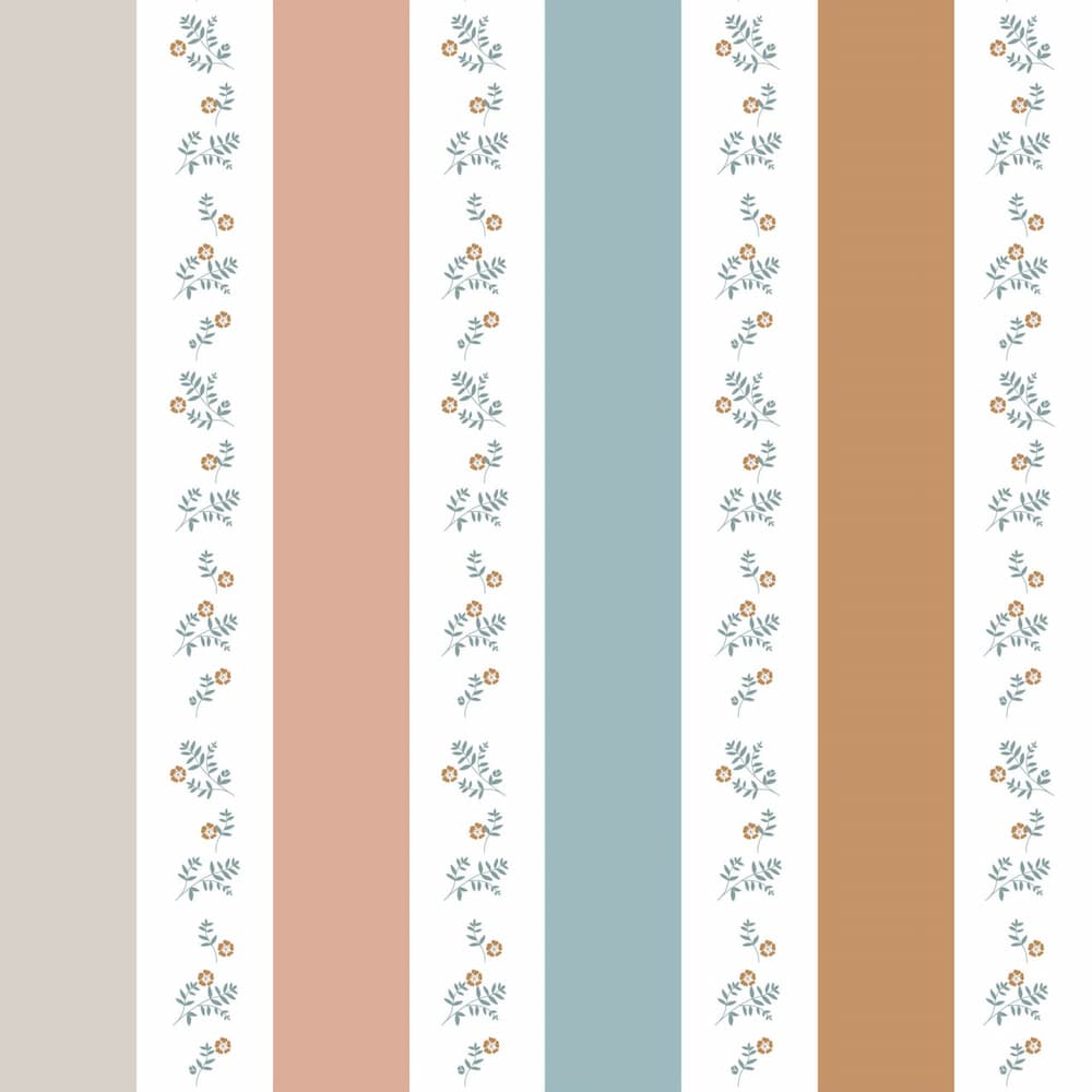 Dekornik Portofino Colour Stripes With Flowers Wallpaper