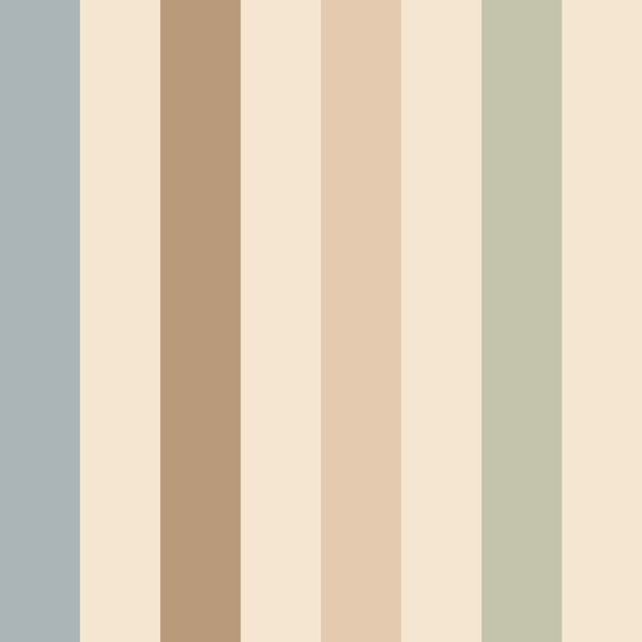 Wallpaper with vertical stripes in various shades of neutral colours.