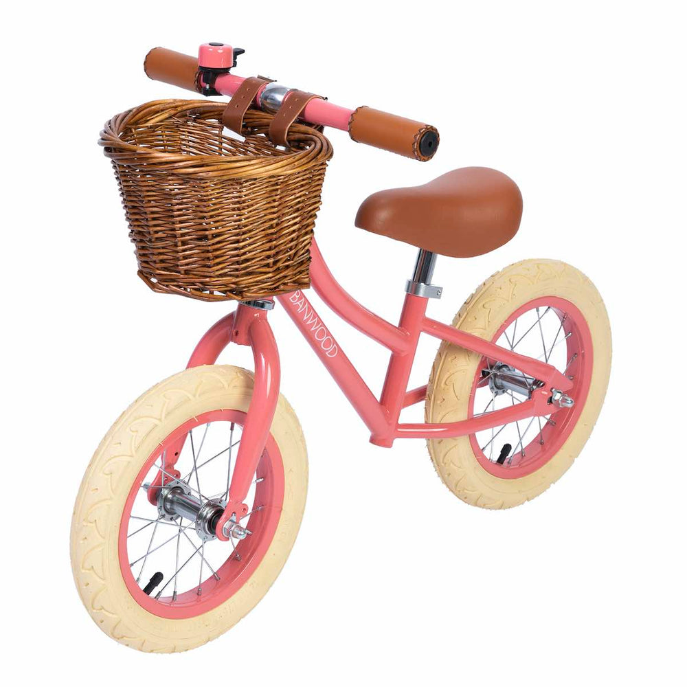 Coral Banwood First Go Balance Bike with wicker basket