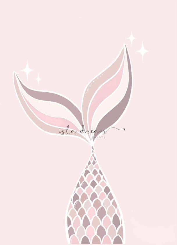 Isla Dream Prints Pink Boho Mermaid Tail Print