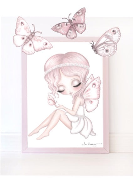 Isla Dream Prints Grace The Butterfly Fairy Print with Butterfly Decals