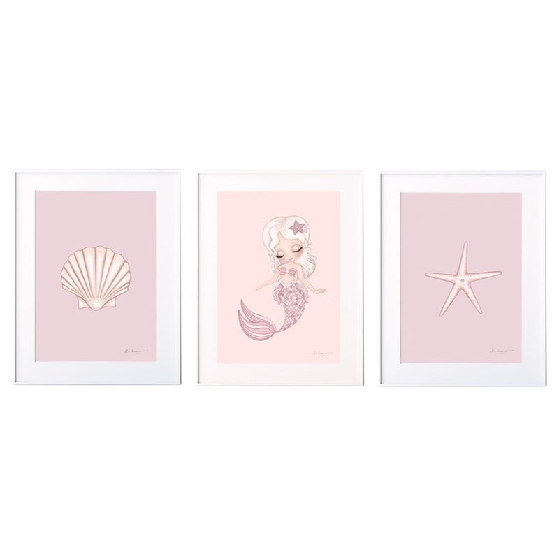 Isla Dream Prints Jasmine The Mermaid Print with Shell and Starfish Print