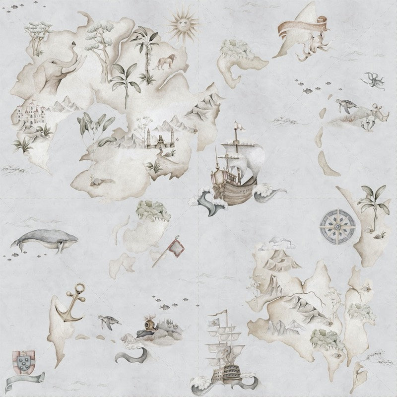 Dekornik Map Stories From The Sea Wallpaper Sample - Colour