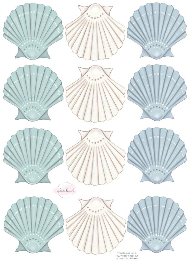 Isla Dream Prints Sea Shell Fabric Wall Decals - Waves For Days
