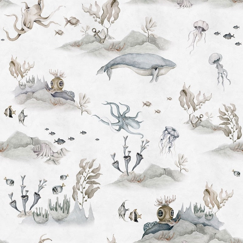 Dekornik Underwater World White Wallpaper Sample