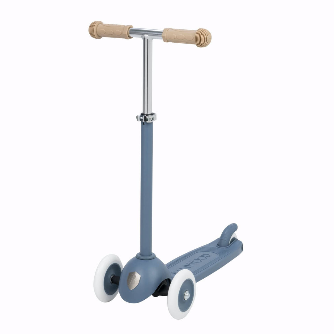 Children's scooter with beige rubber grips  handlebar on a white background