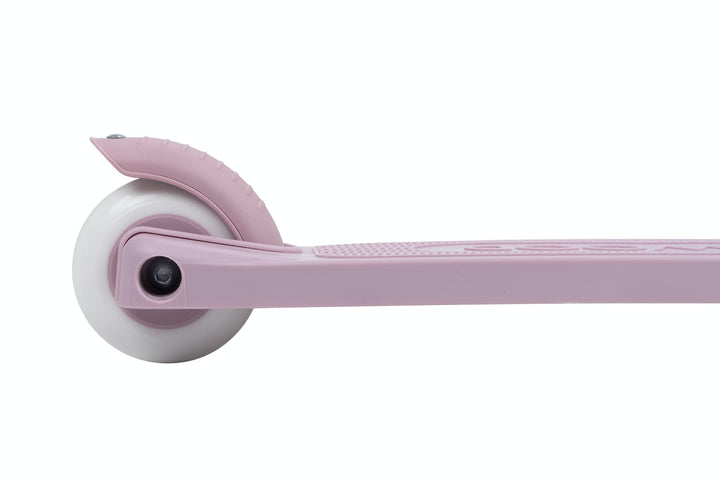 Close-up of a lavender scooter with a white wheel on a white background