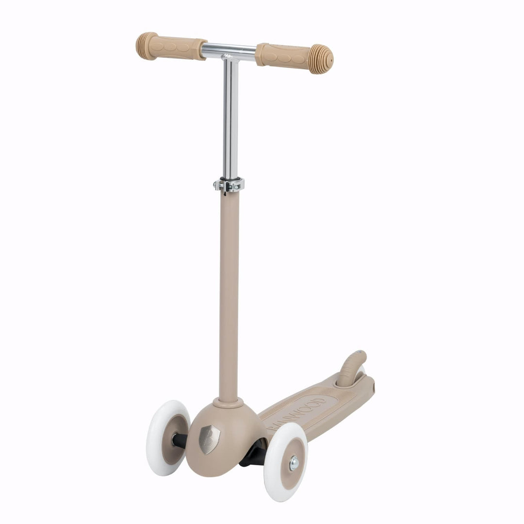 Beige scooter with beige handlebar rubber grips on a white background