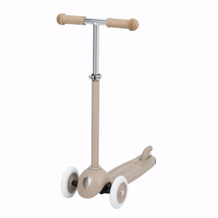 Beige scooter with beige handlebar rubber grips on a white background