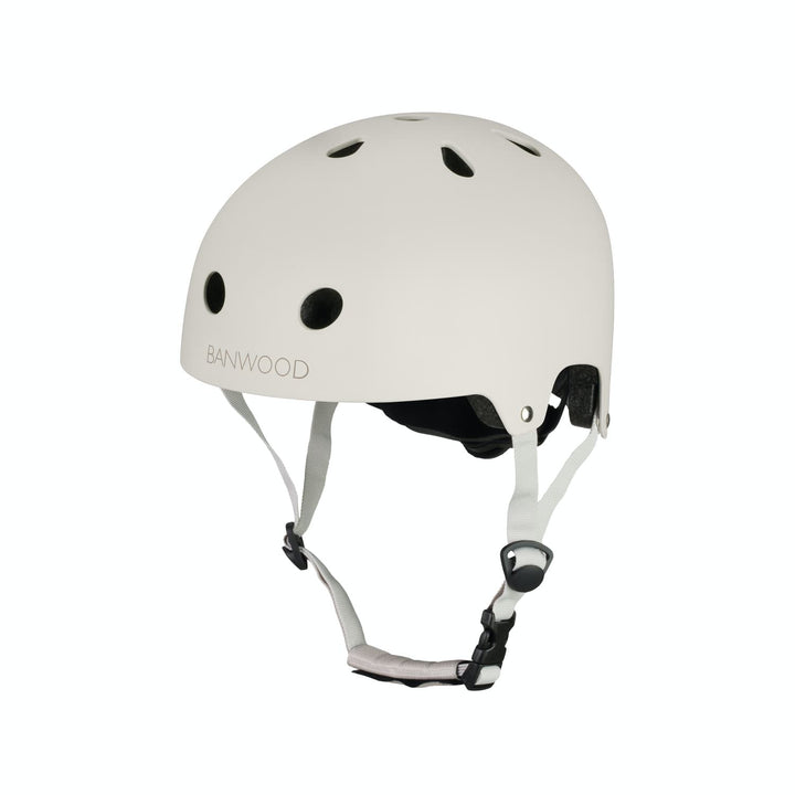 Ivory Banwood helmet with black accents on a white background