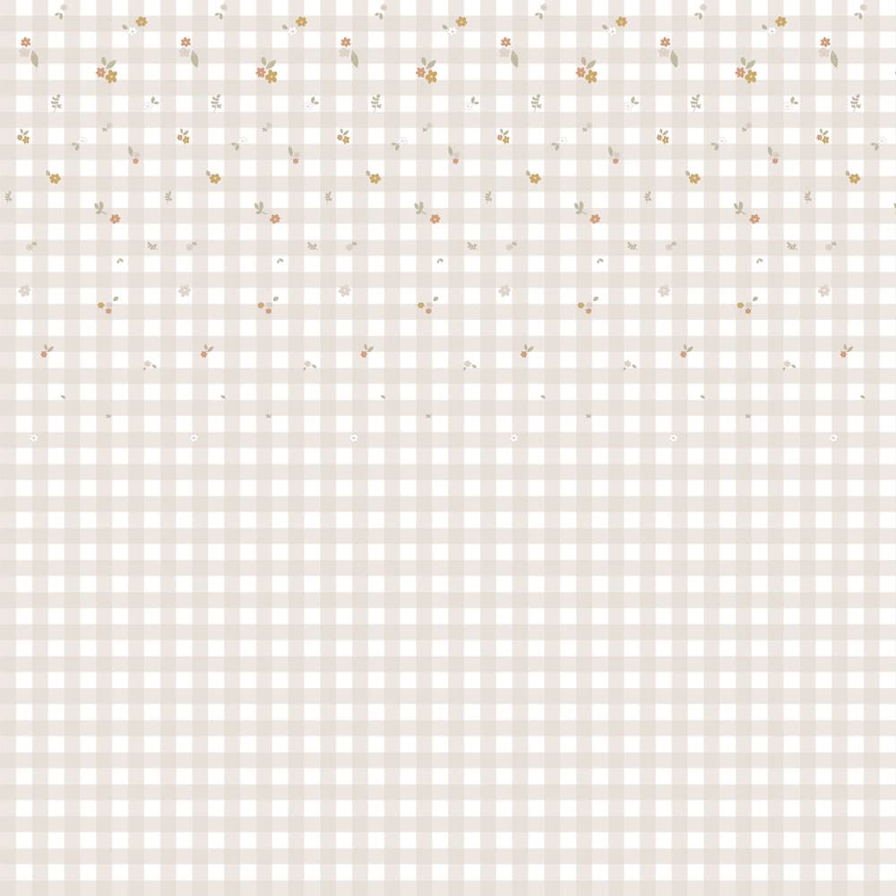Beige checkered pattern with small floral elements on a light background