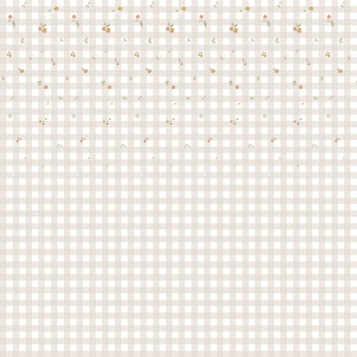 Beige checkered pattern with small floral elements on a light background