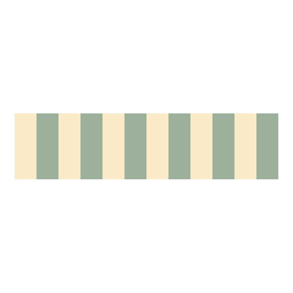 Wallpaper border with green and beige stripes on a white background