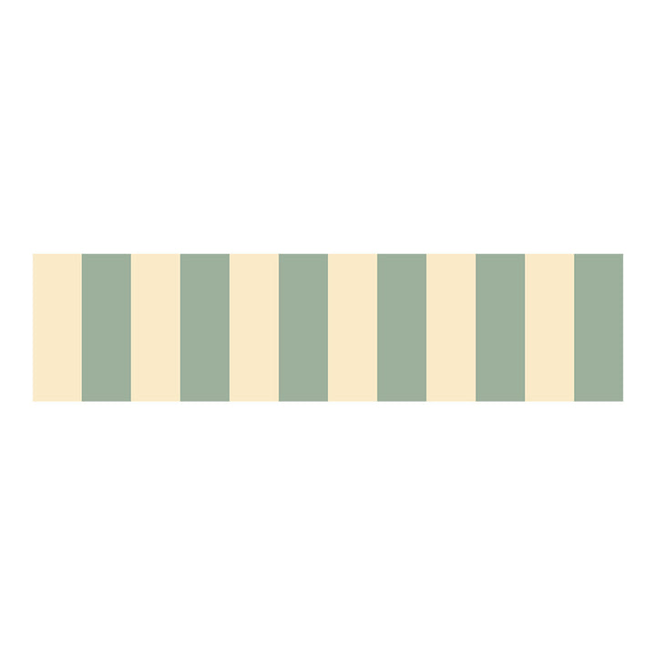 Wallpaper border with green and beige stripes on a white background