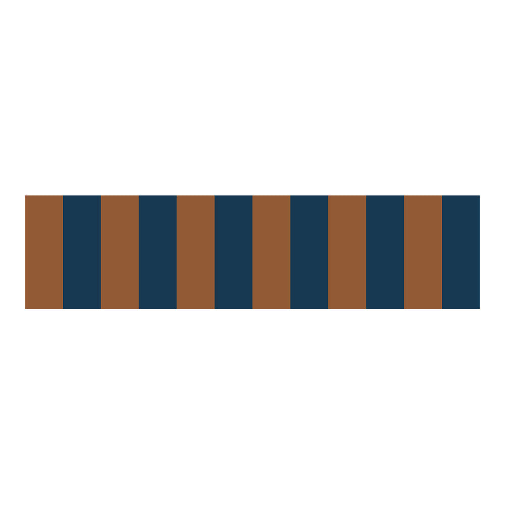 Navy and brown striped wallpaper border on a white background
