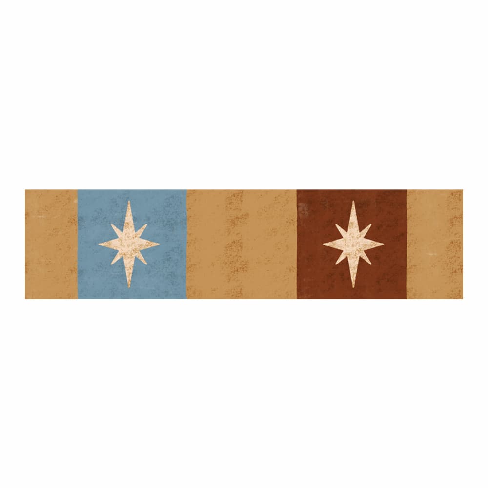 a border graphic with warm tones and stars