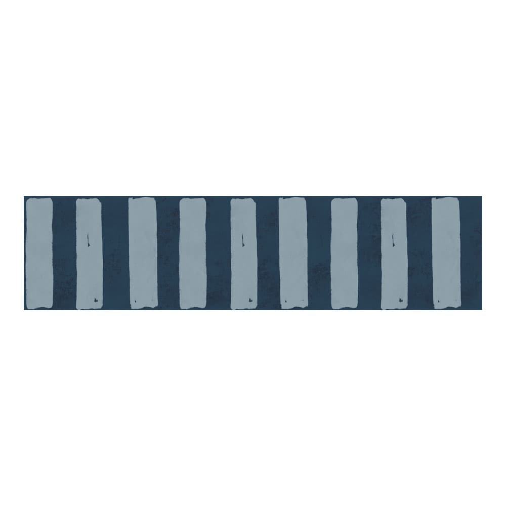 A border wallpaper with a modern striped pattern of vertical bands in dark navy blue and light grey, shown against a plain white background.