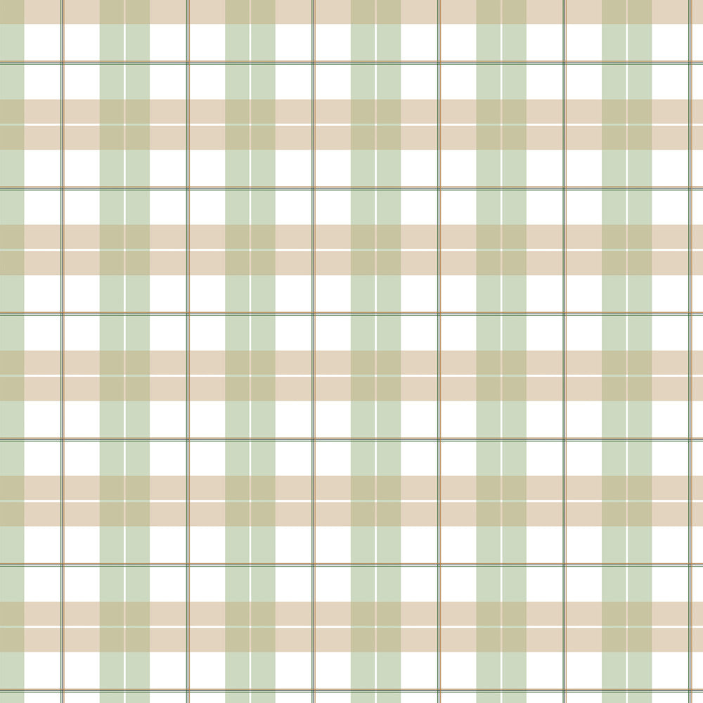 Plaid pattern with green and beige colors on a white background