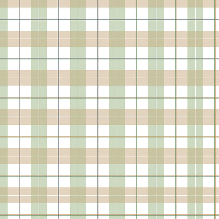 Plaid pattern with green and beige colors on a white background