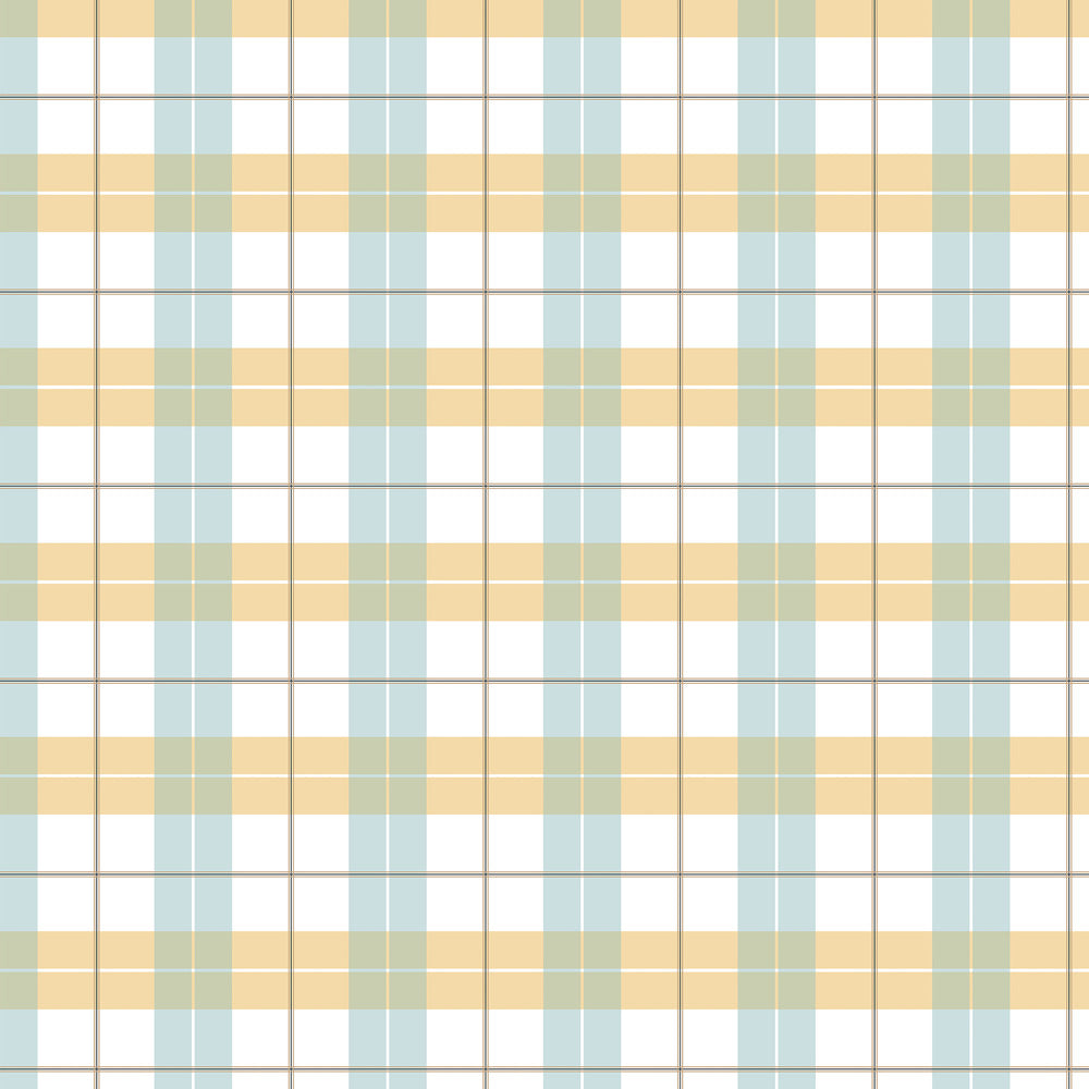 Checkered wallpaper pattern with blue and yellows colours on a white background