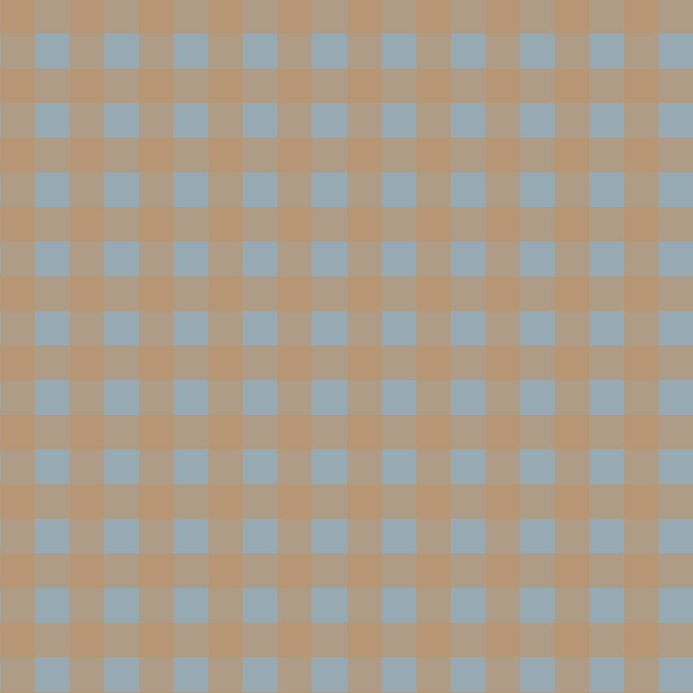 Check wallpaper design with brown and blue grid