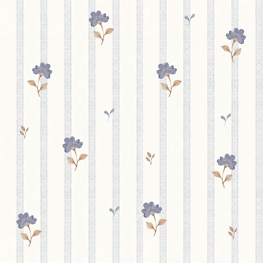 Striped fabric with small floral patterns on a white background