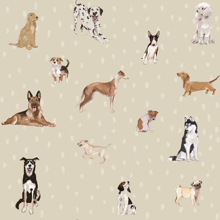 Dekornik Dogs Are The Best Beige With Dots Wallpaper