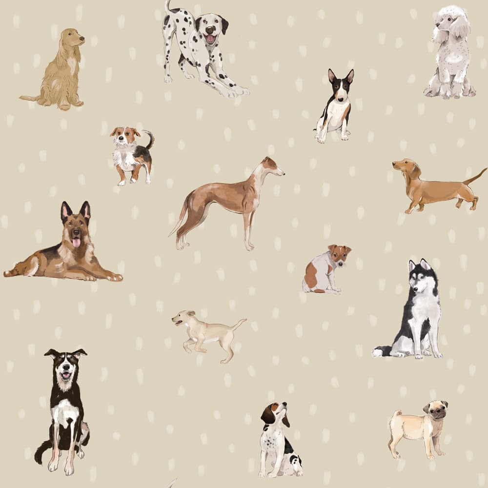 Dekornik Dogs Are The Best Beige With Dots Wallpaper