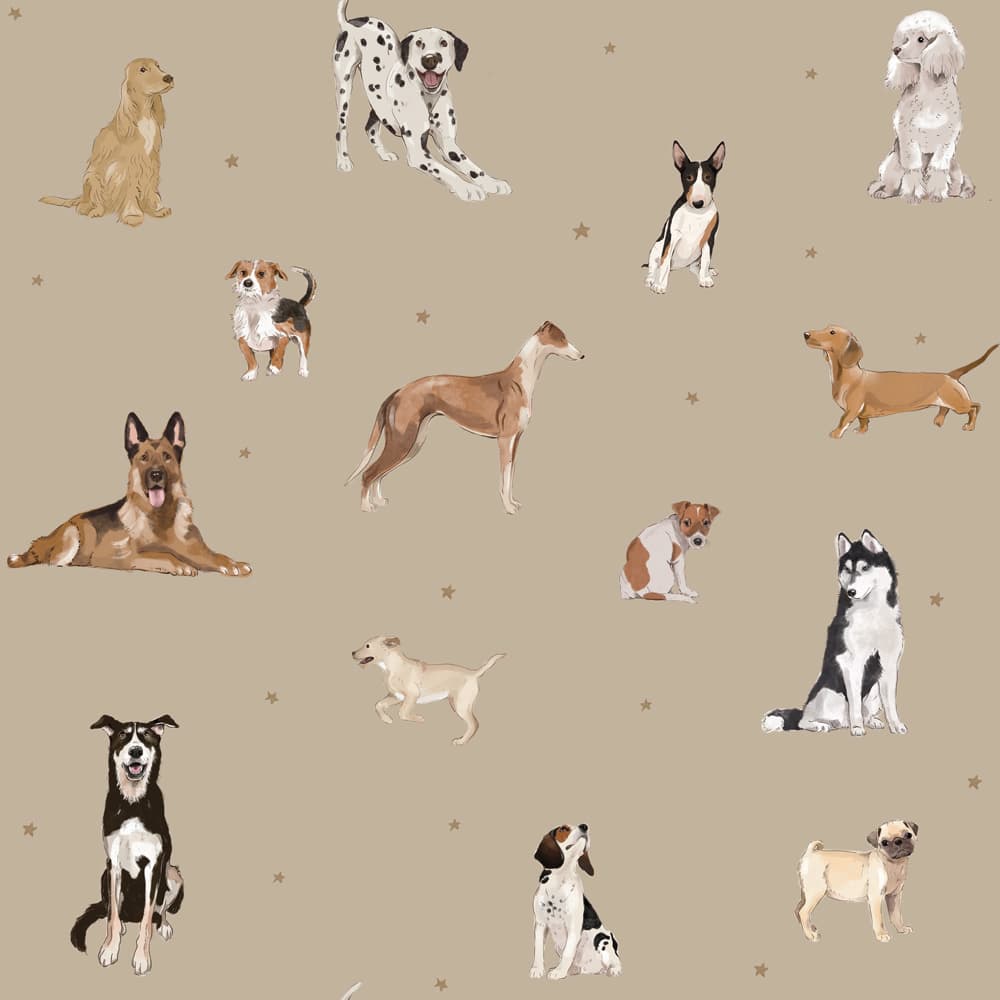 Dekornik Dogs Are The Best Beige Wallpaper