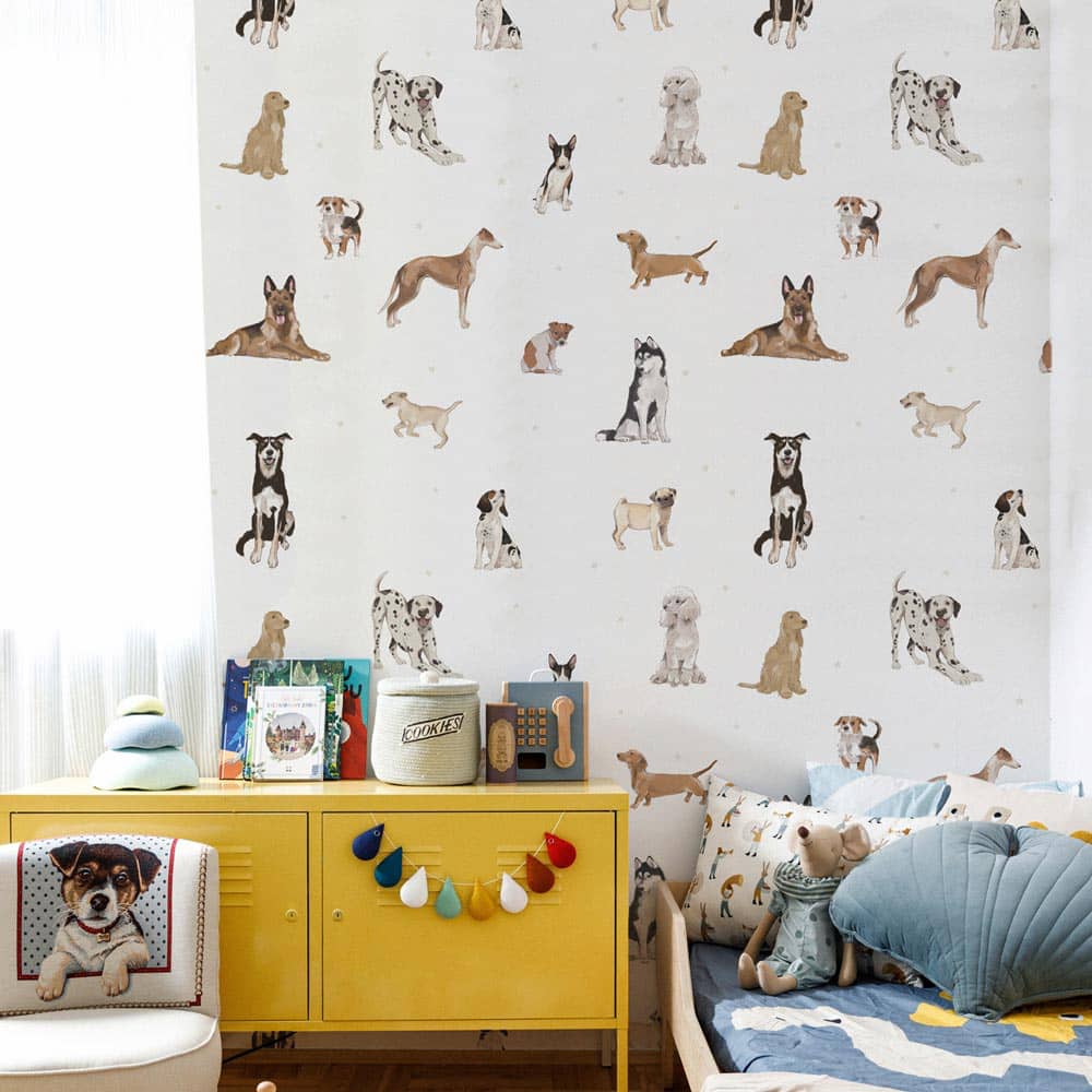 Dekornik Dogs Are The Best White Wallpaper on bedroom wall