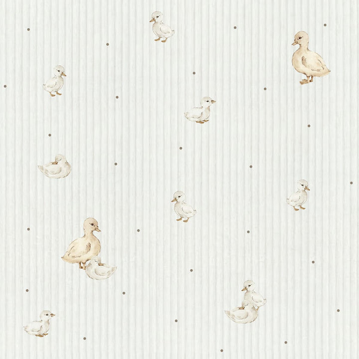 Pattern of ducks on a white background with black dots