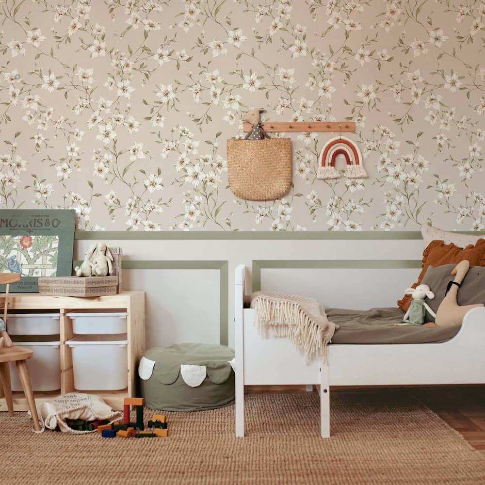 Dekornik Early Spring Wallpaper on bedroom wall