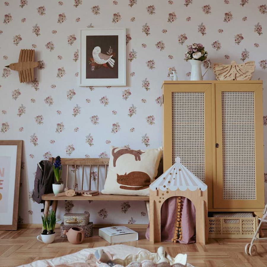 Dekornik Floral Memories Wallpaper on playroom wall