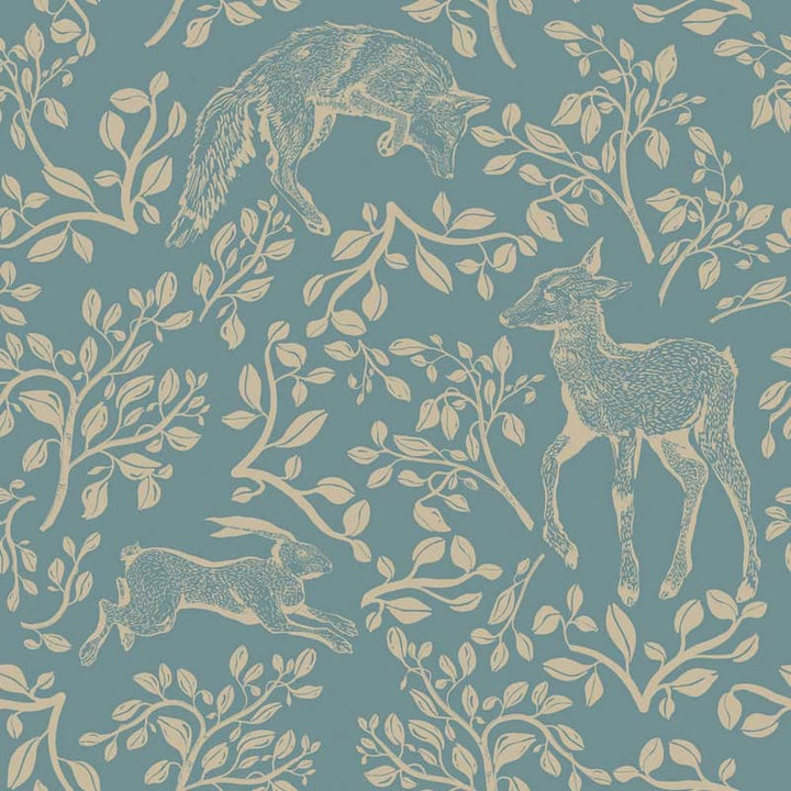 Dekornik Forest Animals & Fairytale Blue Wallpaper
