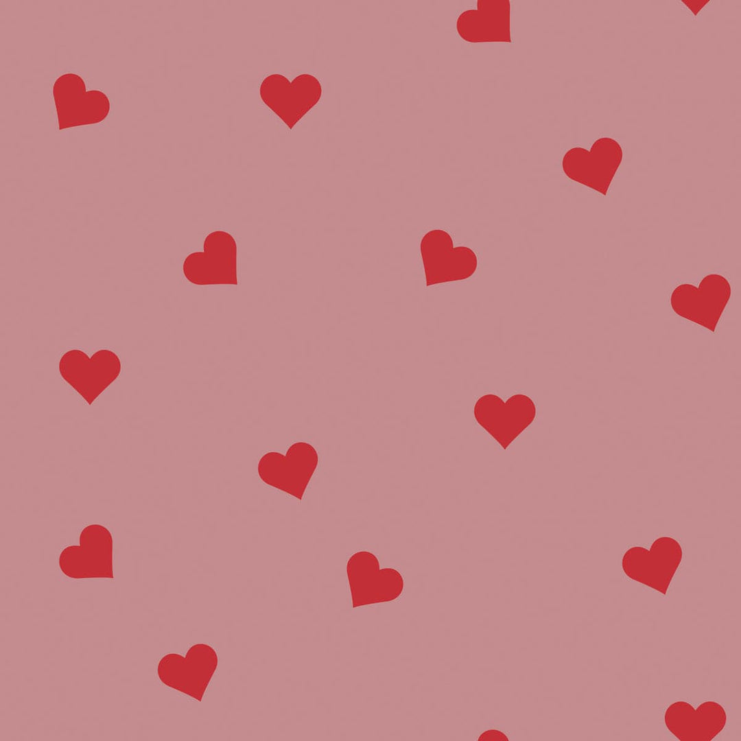 Red heart pattern on a pink background