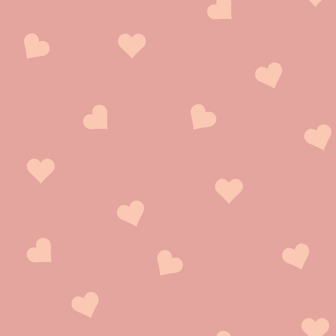 Pattern of beige hearts on a pink background