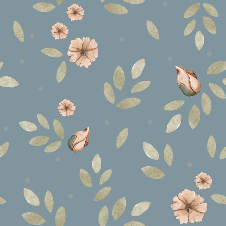 Dekornik Little Boho Flowers Blue Wallpaper