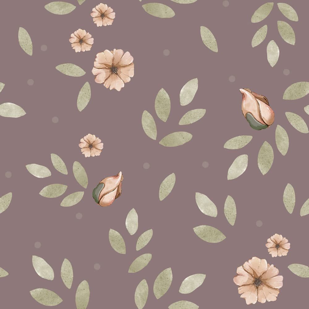 Dekornik Little Boho Flowers Violet Wallpaper