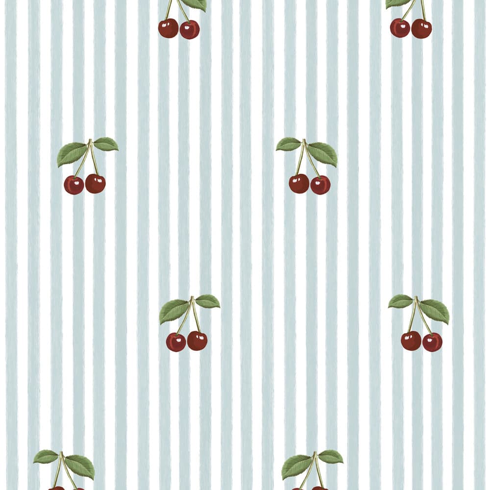 Pattern of cherries on a striped background