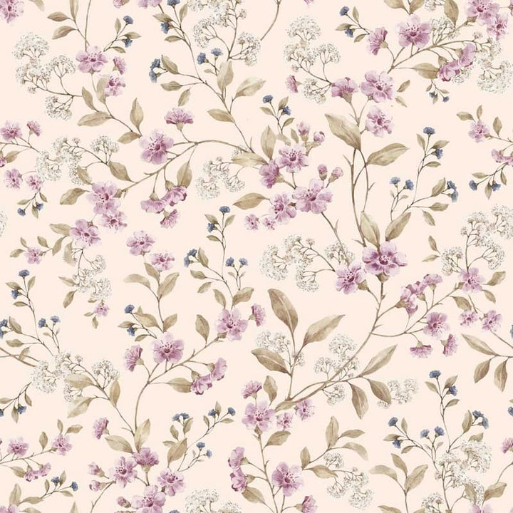 Dekornik Meadow In Pink & Blue Flower Wallpaper