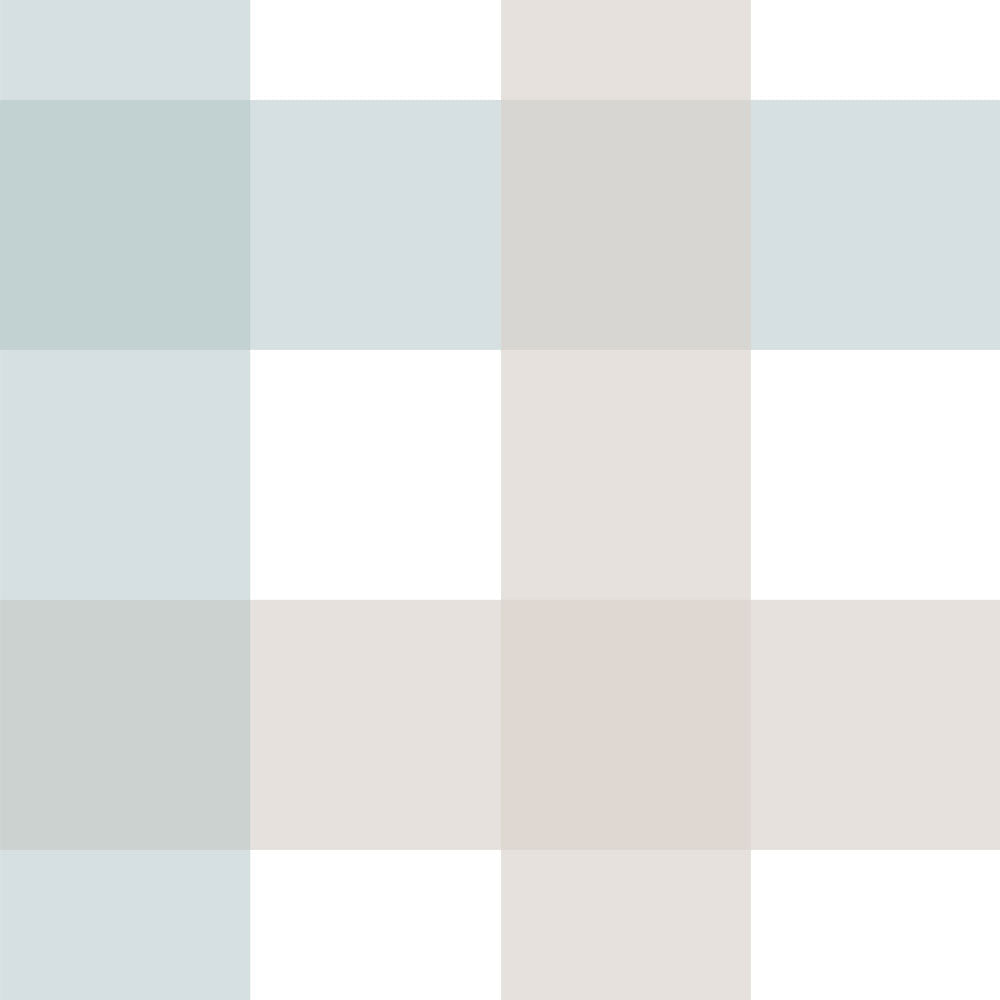 Provence Check pattern of light blue and beige colours, with a white background