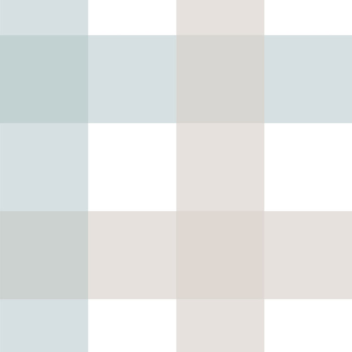 Provence Check pattern of light blue and beige colours, with a white background