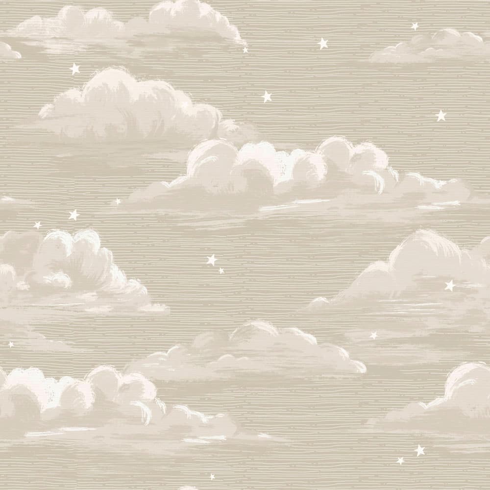 hand drawn clouds  and stars on a beige background