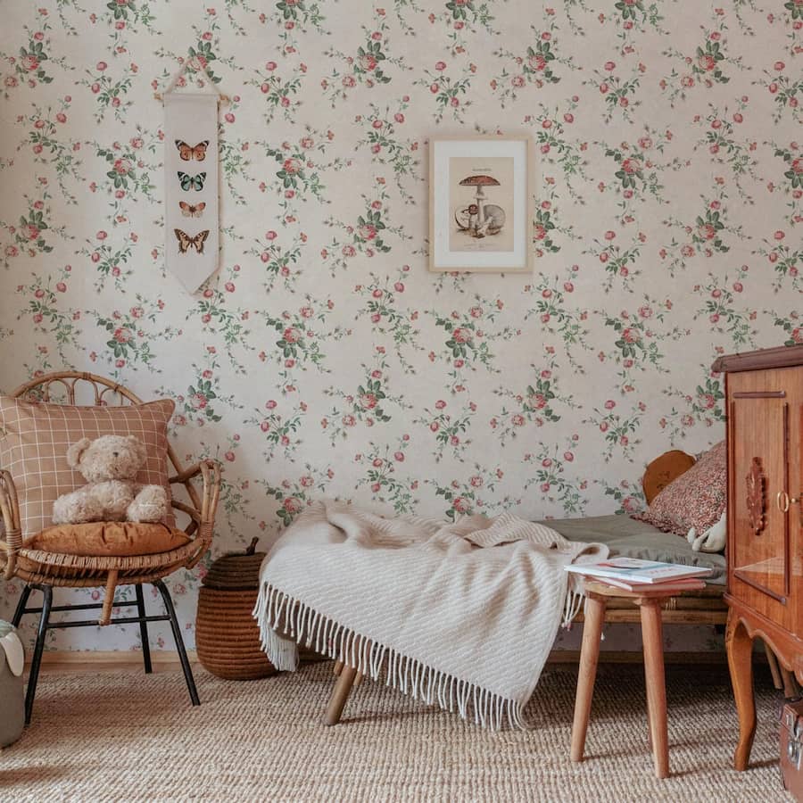 Dekornik Roses Are Red Wallpaper on bedroom wall