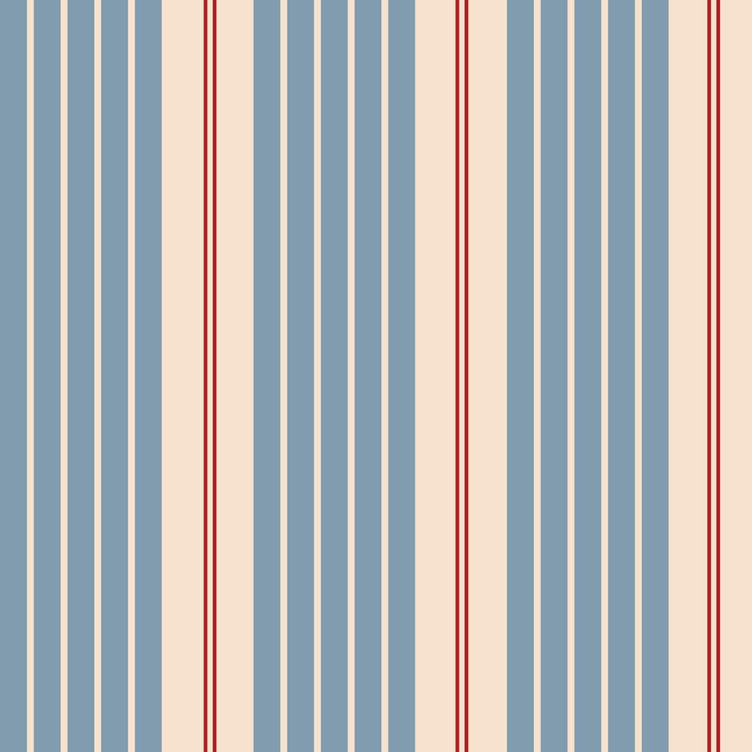 Pattern of vertical stripes in blue and red on a beige background