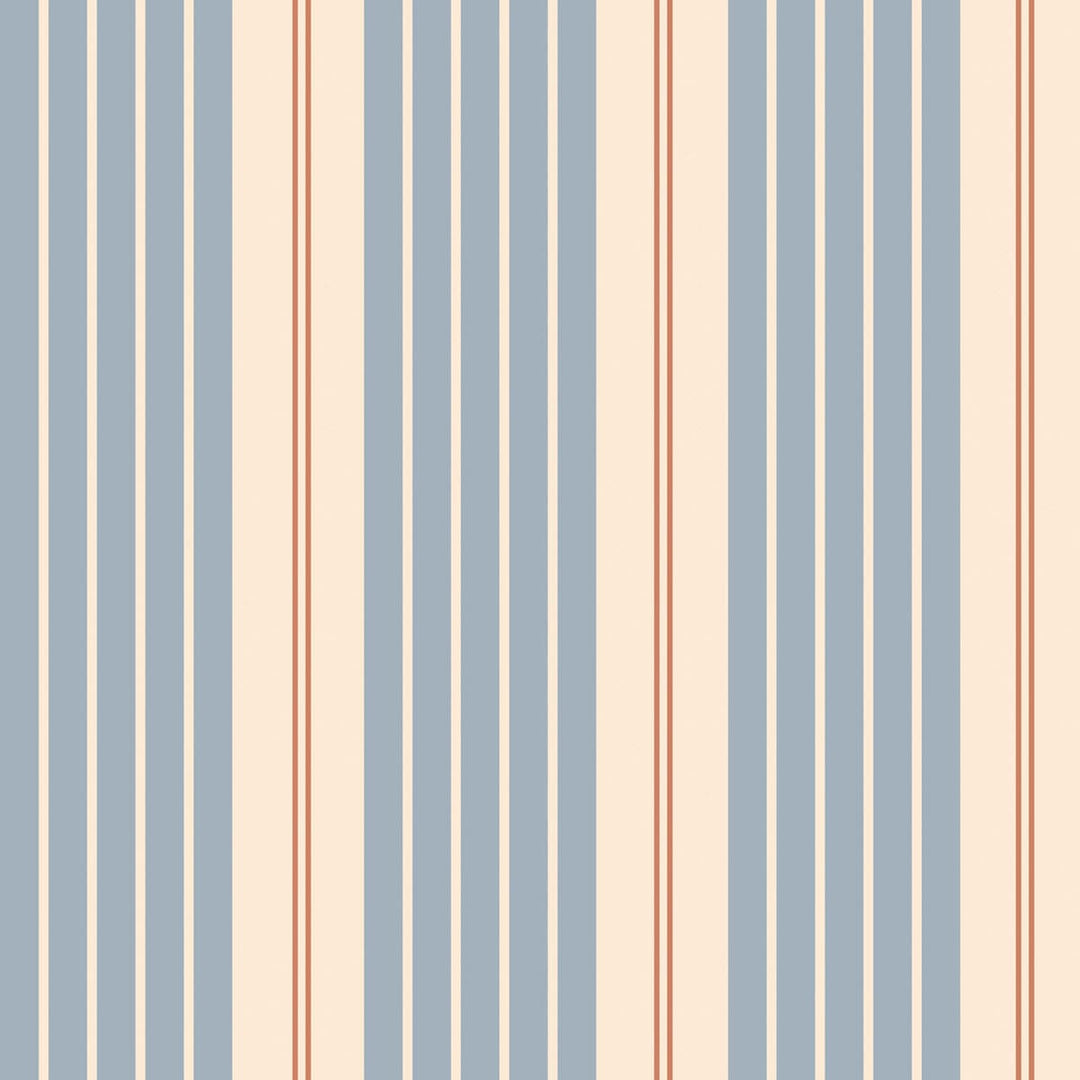 Pattern of vertical stripes in blue and red on a light beige background