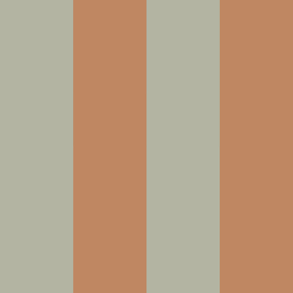 Wallpaper with muted green and warm brown stripes