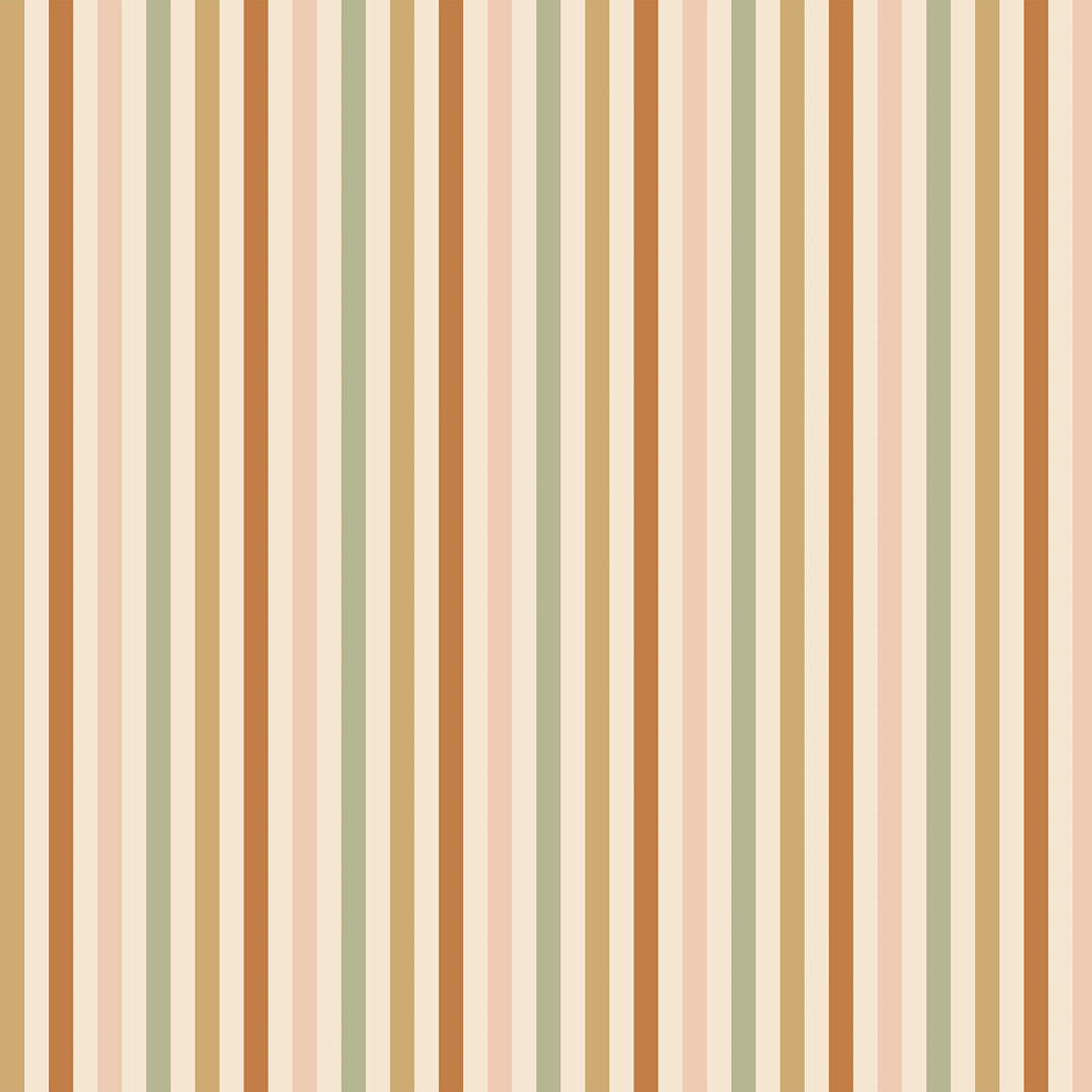 Wallpaper with vertical stripes in warm and natural colours 