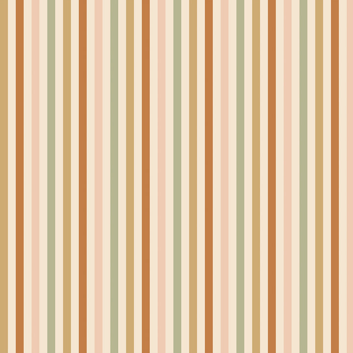 Wallpaper with vertical stripes in warm and natural colours 